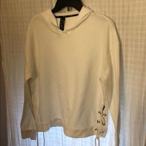 White hoodie with tie detailing
